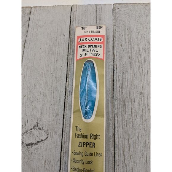Vintage J&P Coats Neck Opening Metal Zipper 18" Parakeet 132-A Blue - Picture 2 of 4